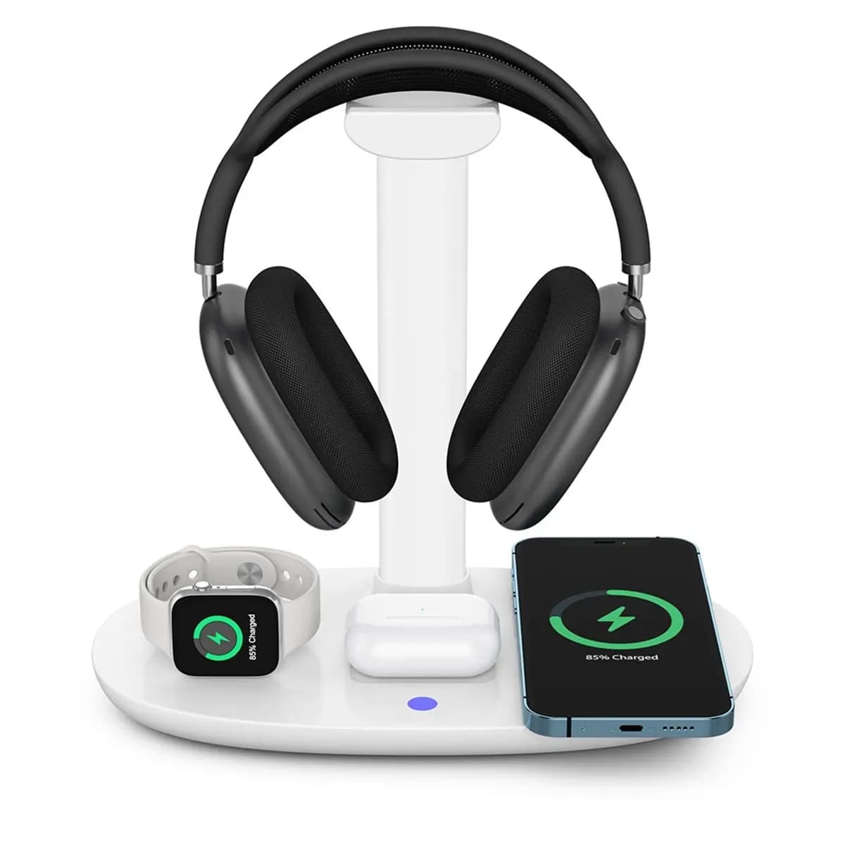 update. Multi Purpose 4 in 1 Wireless Charging Headphone Stand with Detachable Desk Holder for Headsets,Watch Organizer Station