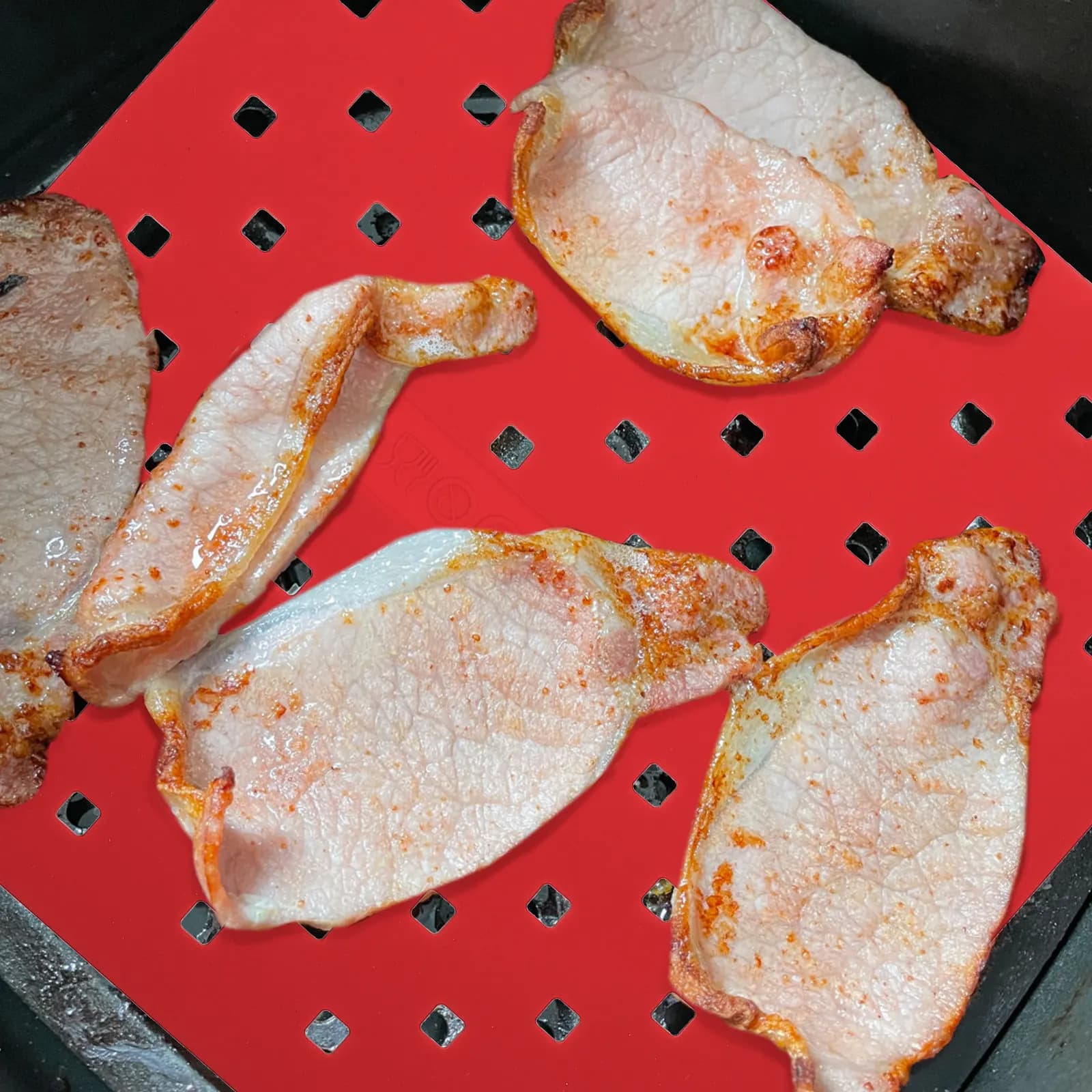 2 Pezzi Tappetino in Silicone per Friggitrice ad Aria, Riutilizzabile, Antiaderente, Filtro Olio, Resistente al Calore, Facile da Pulire, Lavabile in Lavastoviglie, per Cucina