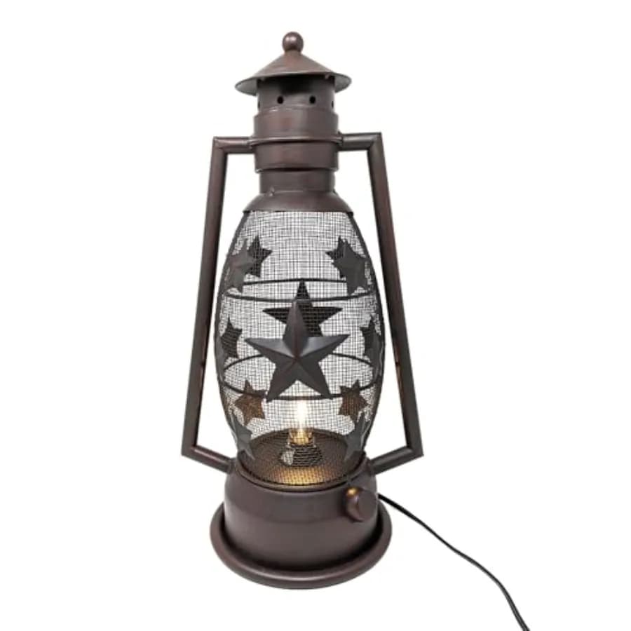 Lanterna Notturna Rustica a Stella in Metallo - Lampada da Tavolo Vintage Stile Fattoria con Cavo Elettrico - Decorazione in Stile Western Cowboy per Soggiorno