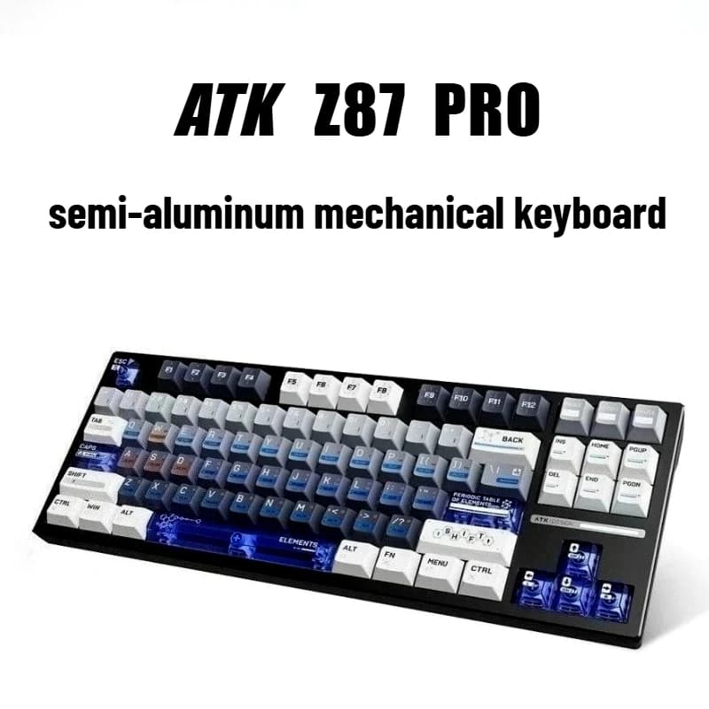ATK Z87 PRO Tri-mode Esports Mechanical Keyboard Semi-aluminum Transparent Keycaps PVD Light Bar Gasket Customized Keyboard ARGB