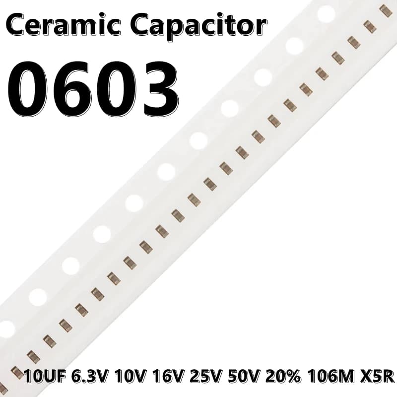 (100 pezzi) 0603 10UF 6.3V 10V 16V 25V 50V 20% 106M X5R 1608 Condensatori ceramici SMD