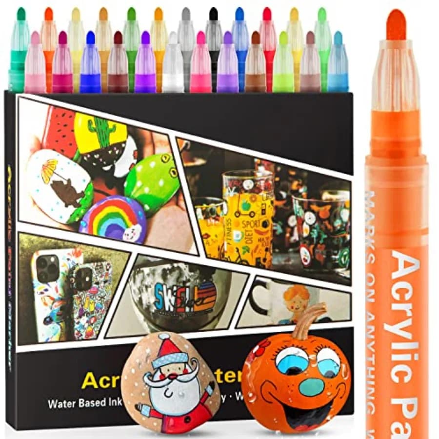 Acrylic Paint Pens Markers- Colors Waterproof Paint Pens for Rock Painting, Graffiti, Stone, Ceramic, Glass, Wood, Fabric, Canv