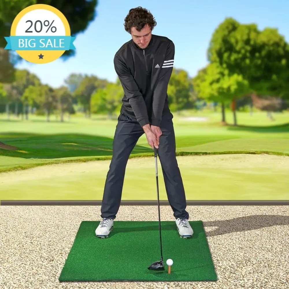Tappetino da golf in erba sintetica di grandi dimensioni (1,5 m x 1 m) con 3 tee in gomma inclusi