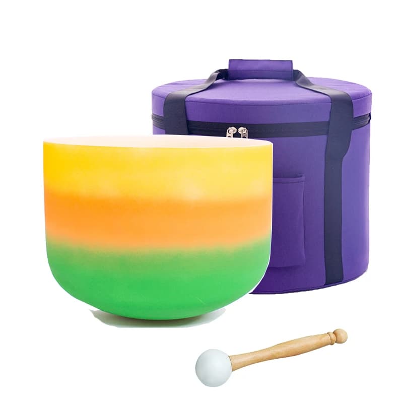 Hye-eun 8inch 440/432/528hz Rainbow Crystal Singing Bowl for Energy Healing Tibetan Bowl Singing Ball Chakra Sound Bowl with bag