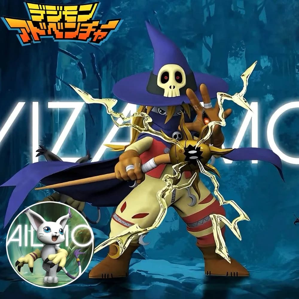 3.5-11.5 cm Anime Digimon Adventure Figure Wizarmon e Tailmon Action Figures Collezione di statue in PVC Modello Giocattoli Regali