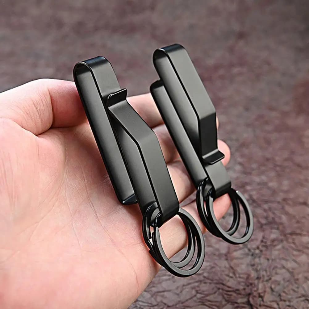 Stainless Keys Clip Waist Hanging Keyring Holder Belt Outdoor Keychain Buckle Anti-Lost Hanging Clip Buckle Keychain Strap Tools