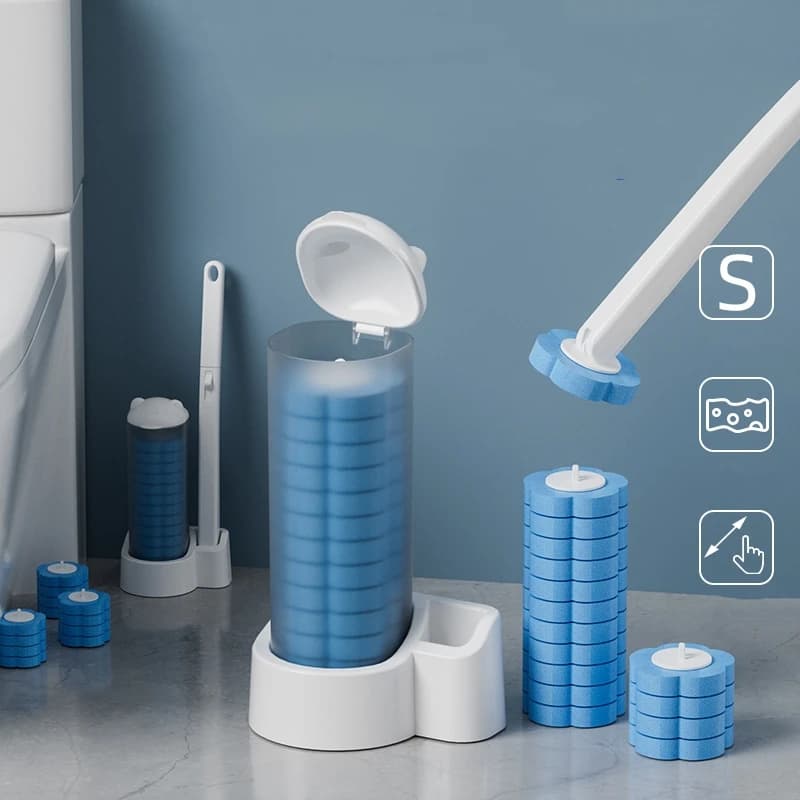 Scopino per Wc monouso bianco con strumento per la pulizia del liquido di pulizia per accessori per Wc con testina di ricambio per il bagno