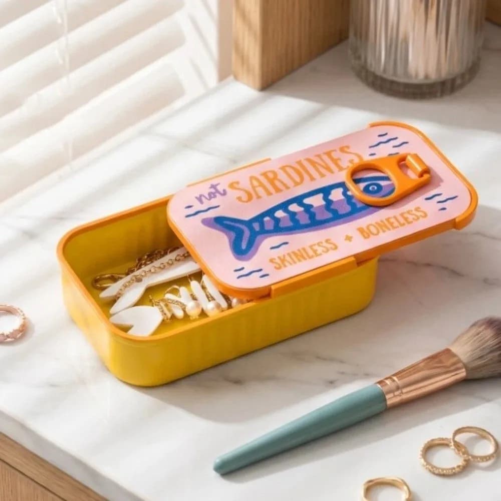 3D Printed Sardine Tin Jewelry Box Multi Functional Creative Necklace and Earring Storage Box Decorative Durable