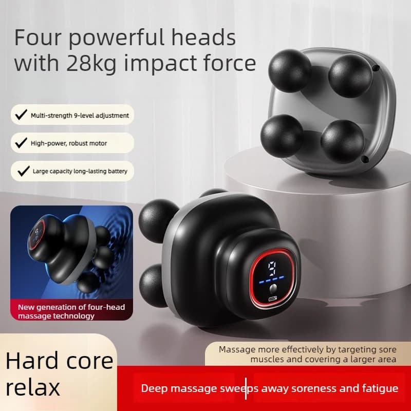 Muscular Massage Portable Pistola with Four High Frequency Heads for Collo, Spalle and Vita - Professional Hand Massage