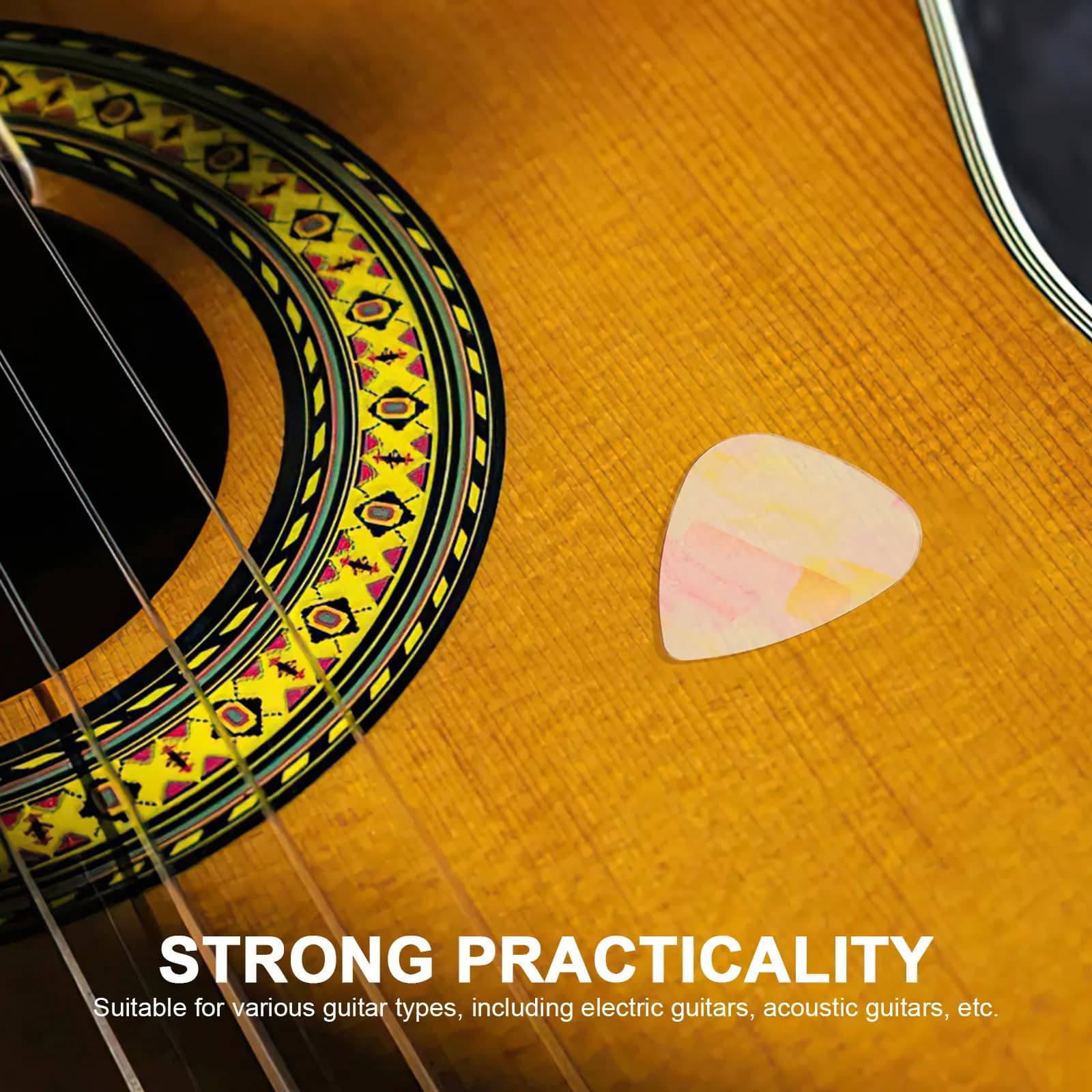 Set di 6 Plettri Colorati Trasparenti in Plastica Resistente, Accessori per Chitarra Elettrica, Acustica, Ukulele e Basso, Sensazione Liscia e Confortevole