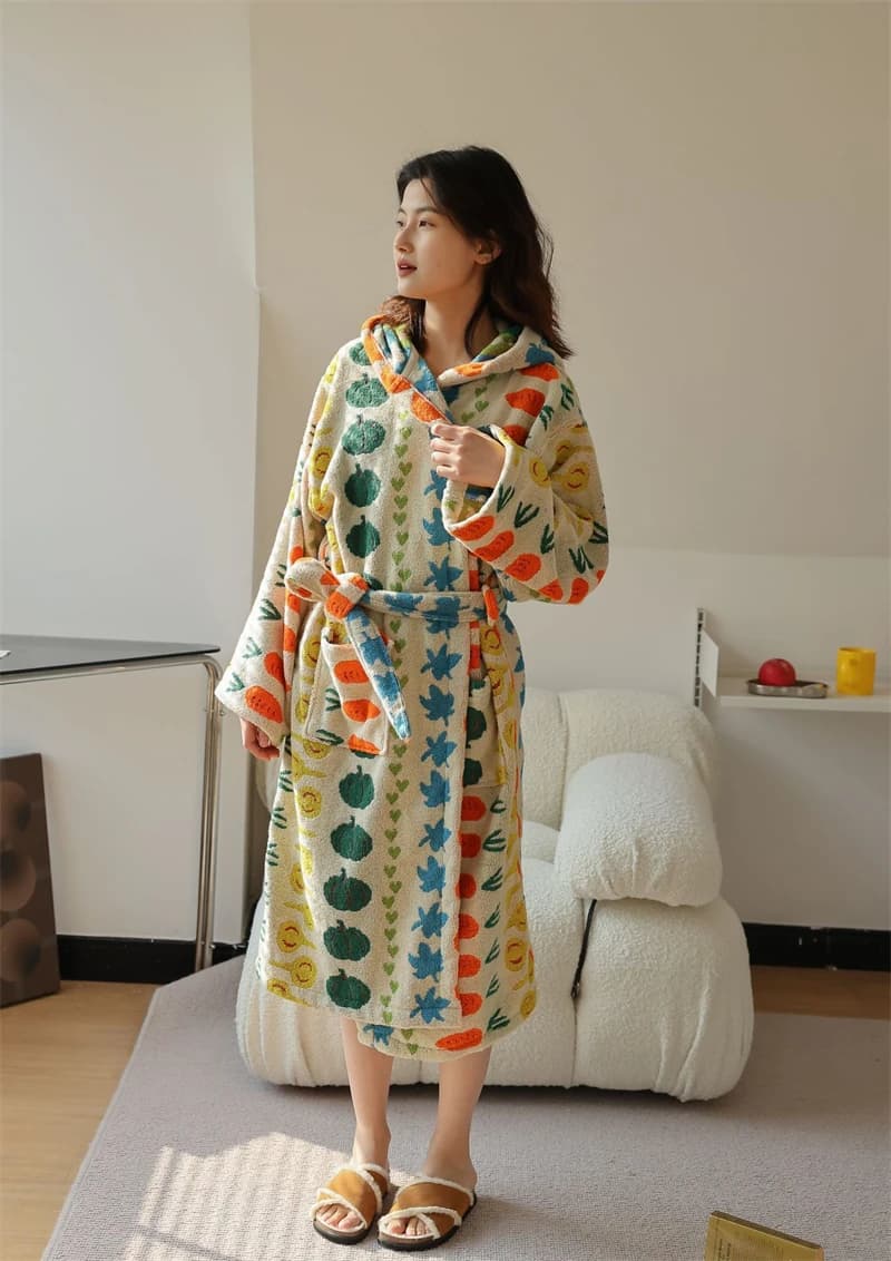 Cute Vegetable Patter Cotton Robe towel Soft Kids Ear hoodie long sleeve Kimono Sleepwear Coat bath blanket towels