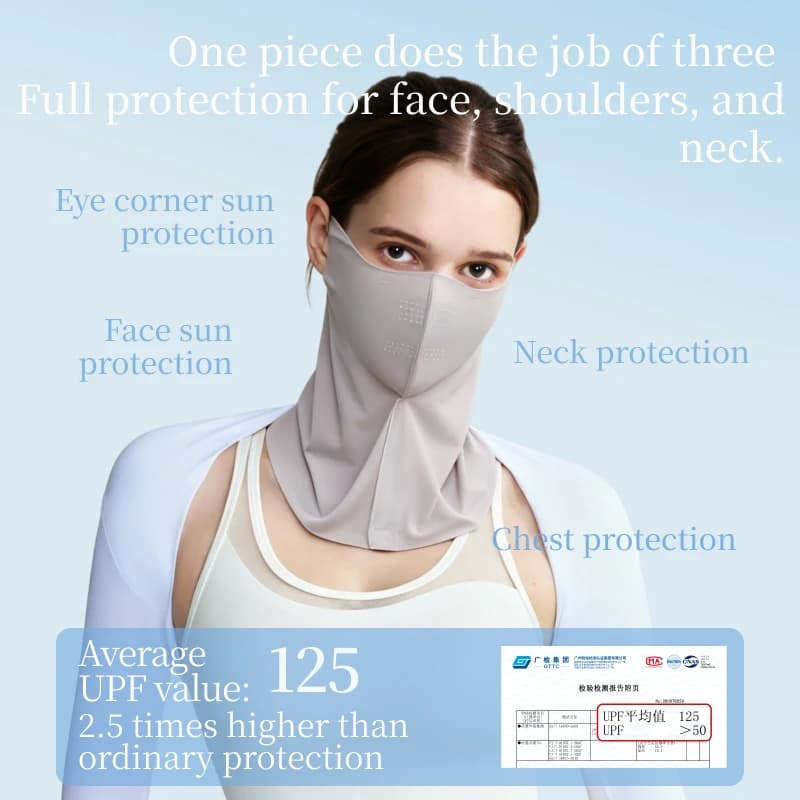 SUJIIN UV Protection Mask UPF50+ Face Sunshade Ice Silk Mask Women Breathable UV-blocking Mask for Summer XK004