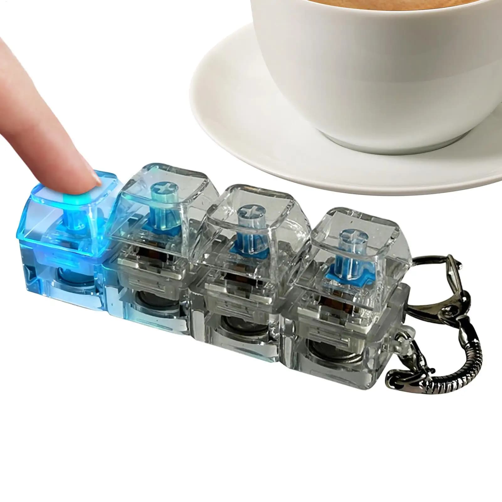 Tester per tasti di tastiera meccanica a 4 tasti con LED, giocattolo antistress, fai da te, portachiavi con tasti, regalo