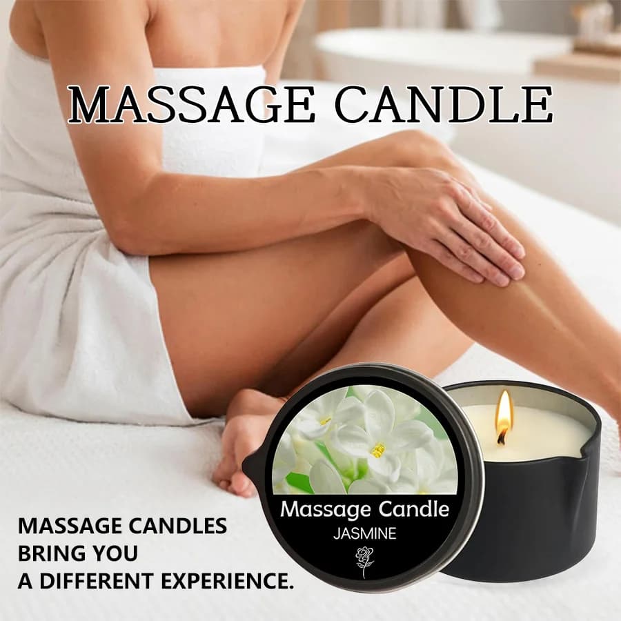 Candela da massaggio -Olio essenziale - Sei profumi diversi, 1 oz/2 oz fusa in olio da massaggio caldo - Candela da massaggio sensuale, beccuccio versatore