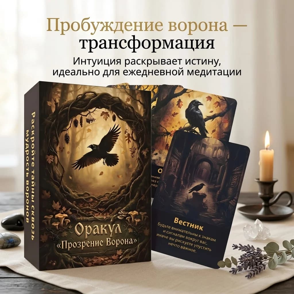Russian Crow Oracle Cards, 50 Spiritual Guidance Meditation Tarot Cards, Divination Tool, Mystical Wisdom Gift, Daily Practice