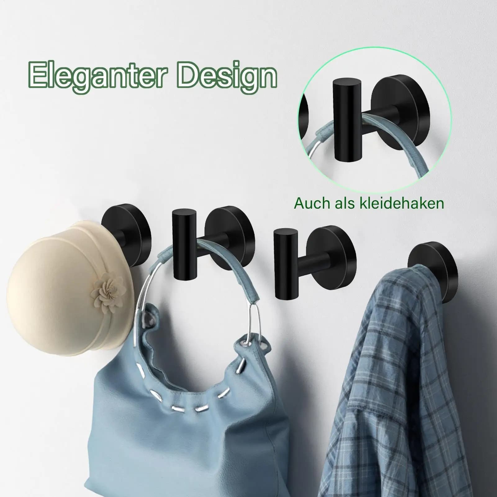 Hooks for towels 4 pieces Soft clothes hangers Metal wall hooks for clothes Key Hats Kitchen Towels Hats Robe Indoor