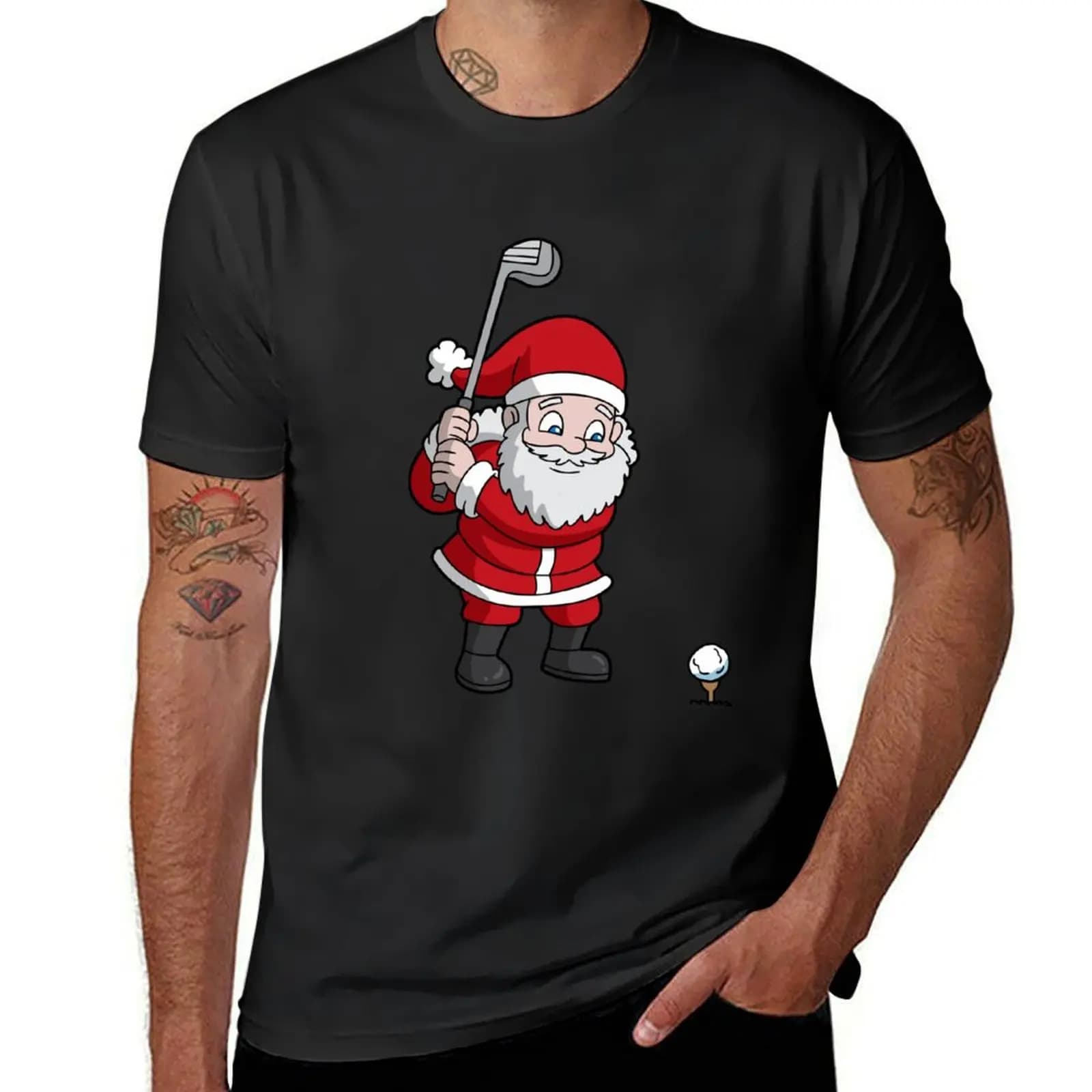 T-shirt natalizia da golf di Babbo Natale, t-shirt grafica vintage, design doganale, le tue camicie firmate, confezione di magliette da uomo