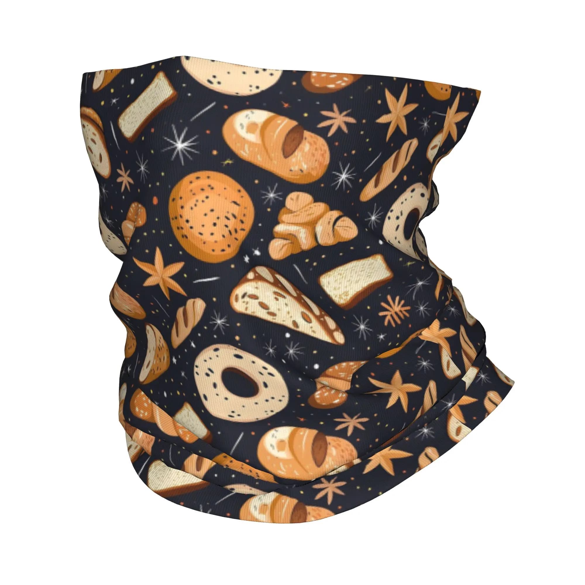 Bandana con motivo senza cuciture per pane a lievitazione naturale, copricollo, sciarpa stampata, maschera multiuso per la corsa, unisex, per adulti