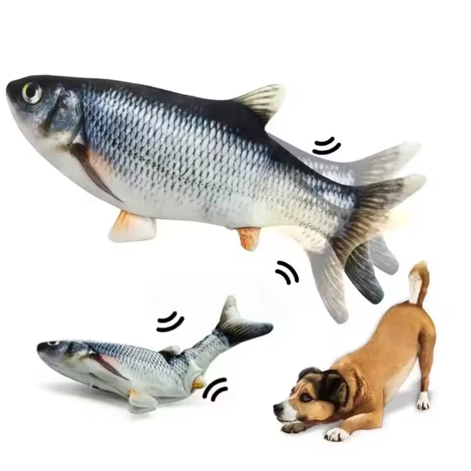 Giocattolo per Cani e Gatti a Forma di Pesce, Ricaricabile USB, Elettrico e Interattivo, per Addestramento e Pulizia dei Denti