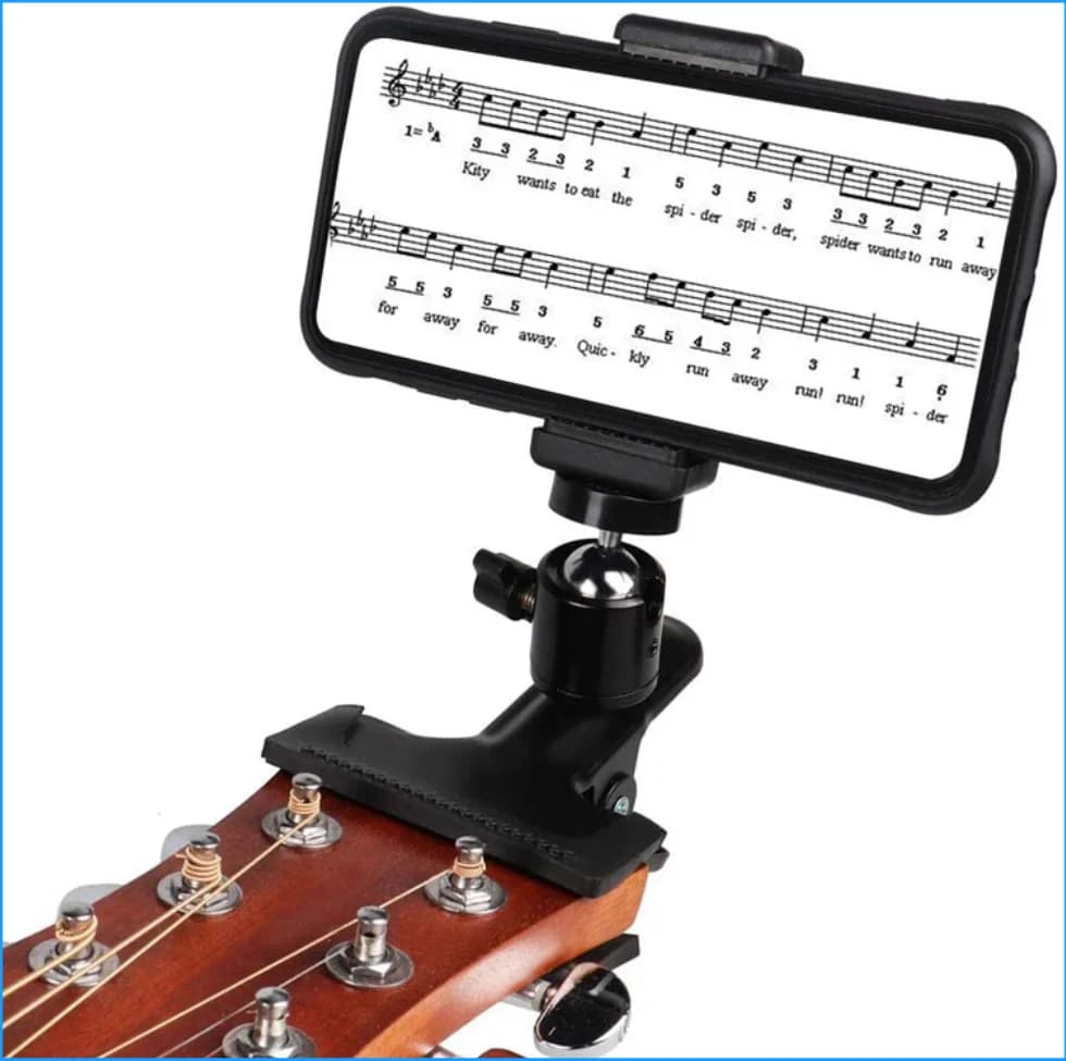 Supporto per cellulare con clip per chitarra, supporto per trasmissioni in diretta, clip per treppiede per telefoni cellulari, action camera