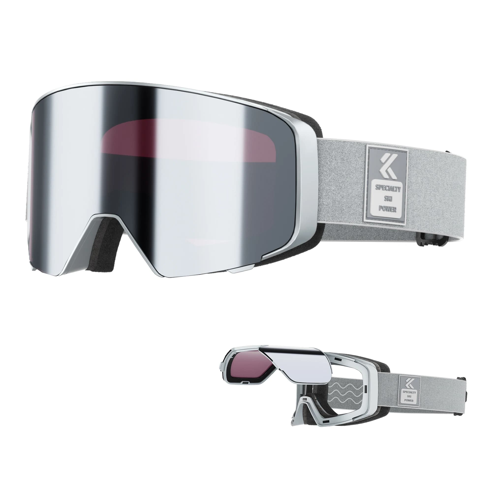 Kapvoe Occhiali da neve fotocromatici Donna Occhiali da sci Snowboard Sci da neve Uomo Anti-Fog UV400 Occhiali da motoslitta Moto