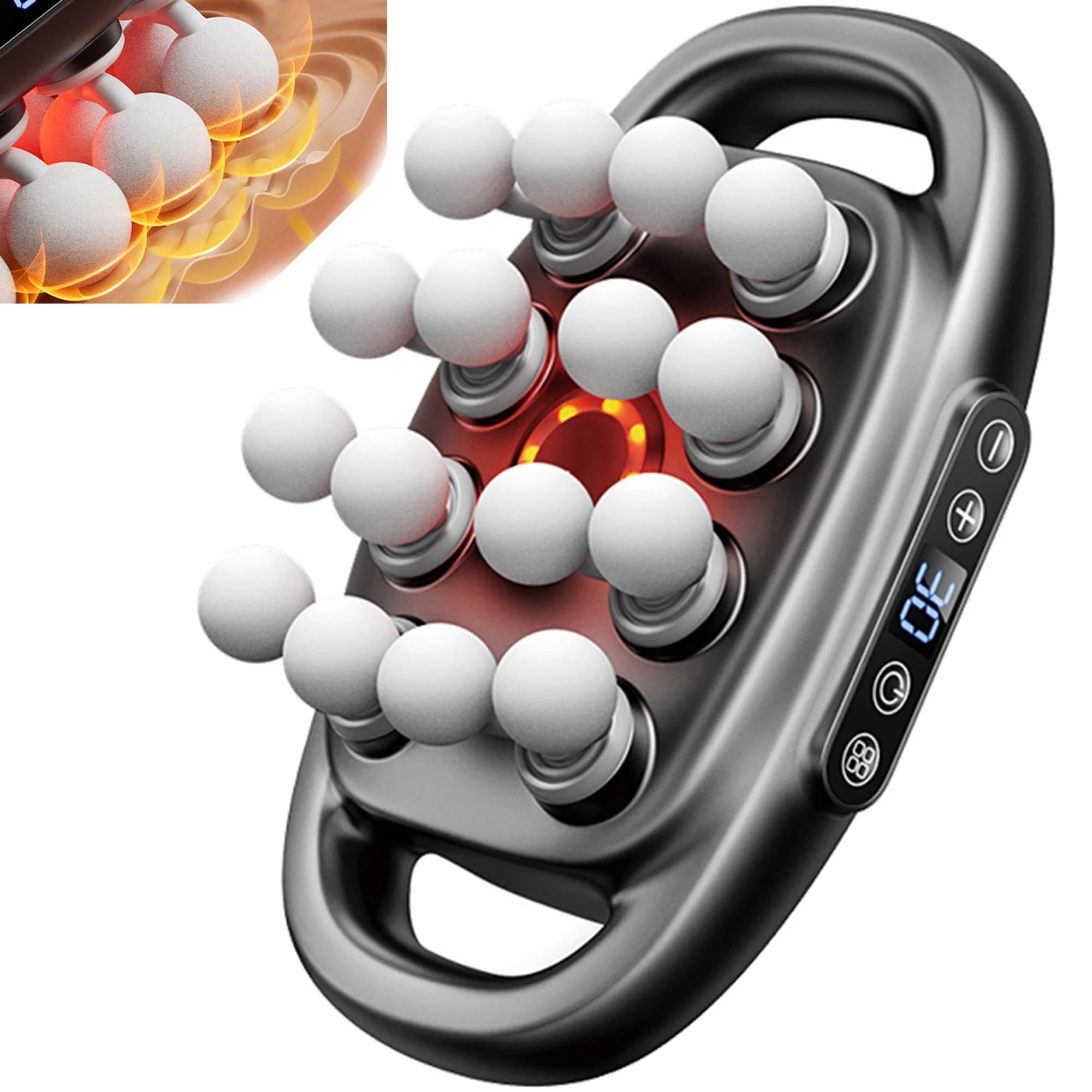 Set Electric Massage Gun for Fabrics Deep, Muscular Massage for Fitness, for Back, Spalle, Legs, Feet, with 16 Heads