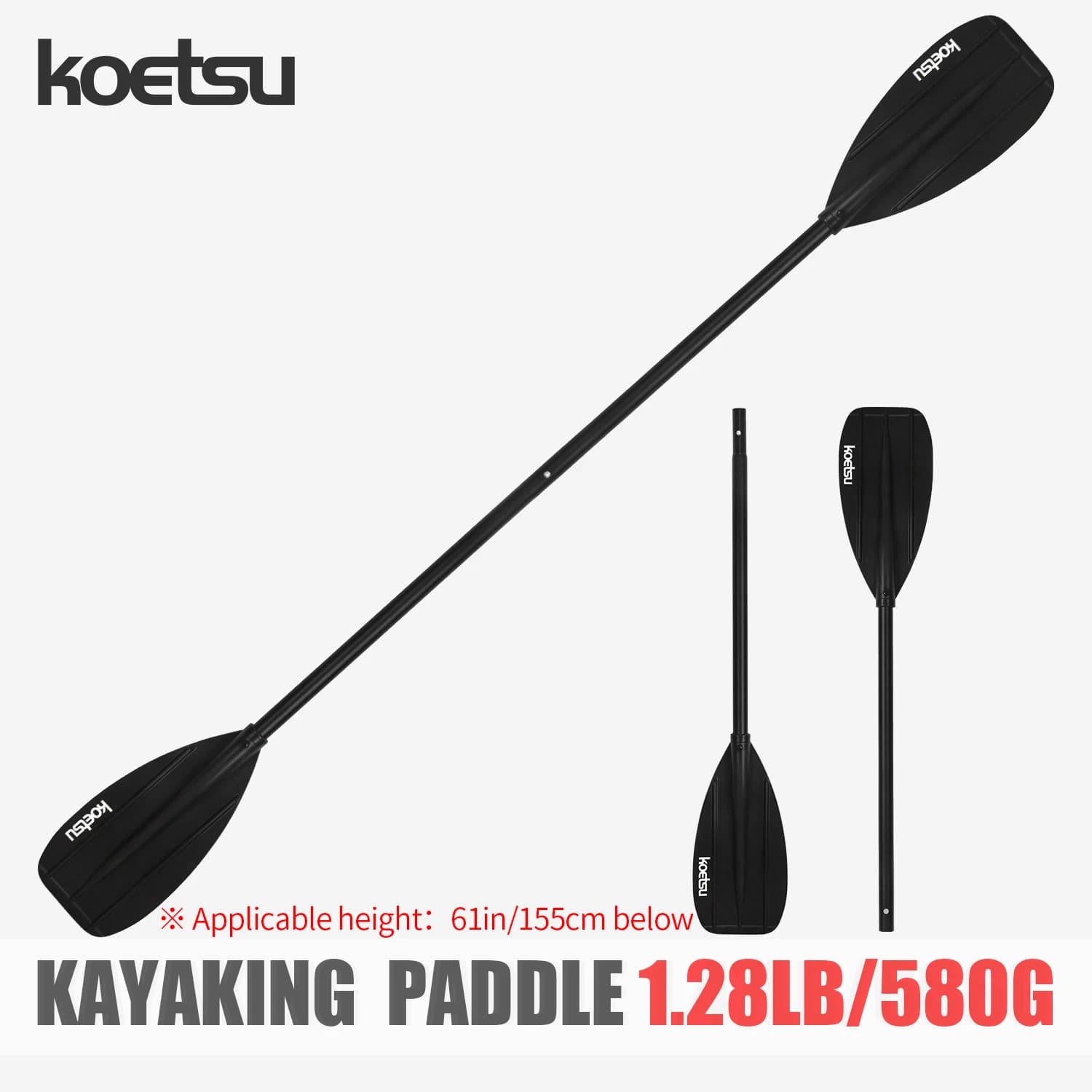 KOETSU pagaia per kayak a doppia testa in lega di alluminio - adatta per canoe, kayak e accessori per paddle