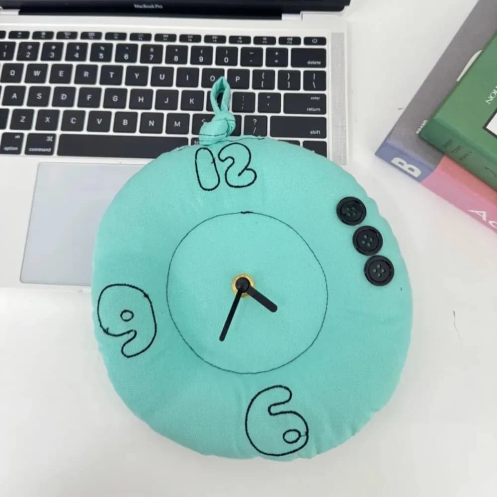 Korean Style Silent Soft Cloth Filled Cute Wall Clock Home Decor for Bedroom Living Room Kids Room Ideal Birthday Gift