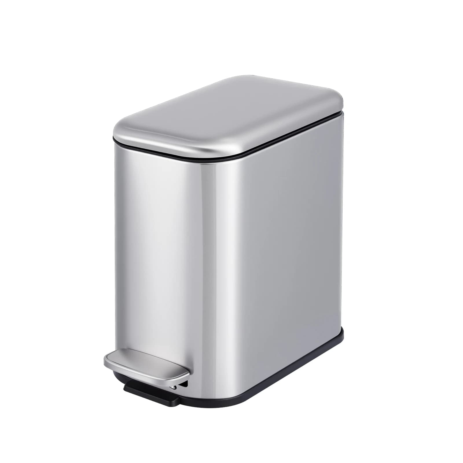 Bathroom Trash Can with Lid Soft Close,5L/1.3Gal Slim Garbage Can with Removable Liner Bucket,Small Step Wastebasket for Office, Bedroom, Toilet, Live Room