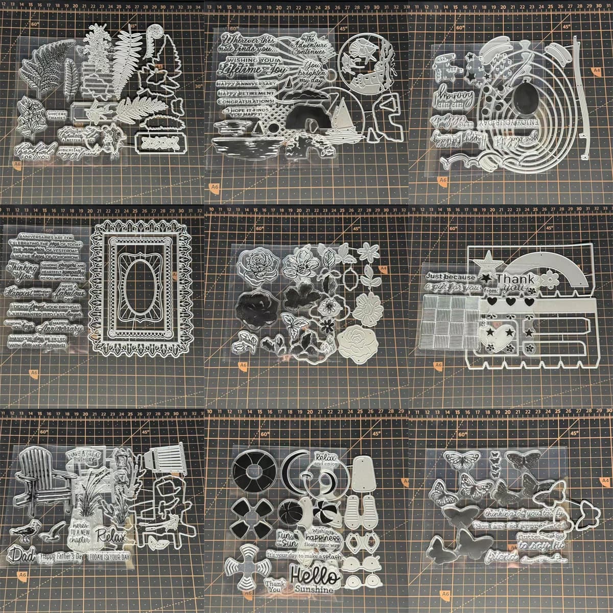 Clear Stamps and Metal Cutting Dies for DIY Scrapbooking Photo Album Decorative, Stamps and Dies Set, Crafts for DIY Card Making