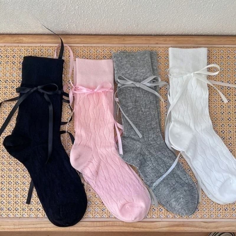 Calze da Balletto da Donna con Fiocco e Cinturini, a Tubo Medio, Traspiranti per Gonne Estive, Abbigliamento JK, Stile Lolita, Nuovo Arrivo 2026
