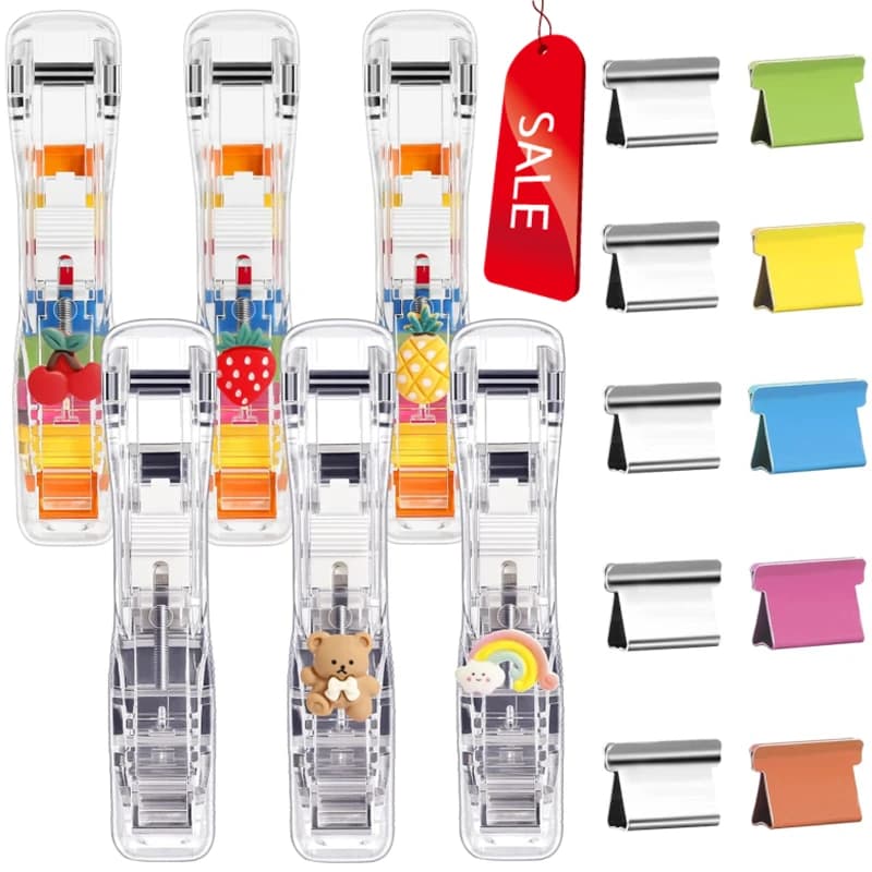 I più nuovi graffette per tagliacarte Push Clamp File Documenti Strumento di rilegatura Cucitrice Graffette per carta con ricariche Forniture per ufficio