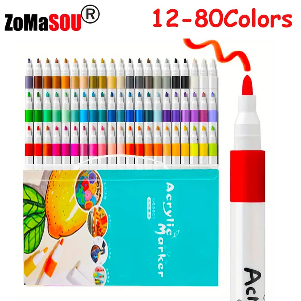12-80 colori pennarelli per vernice acrilica pennarelli per pittura su roccia pennarelli a base d'acqua ceramica uovo di Pasqua vetro legno manga regalo fai da te