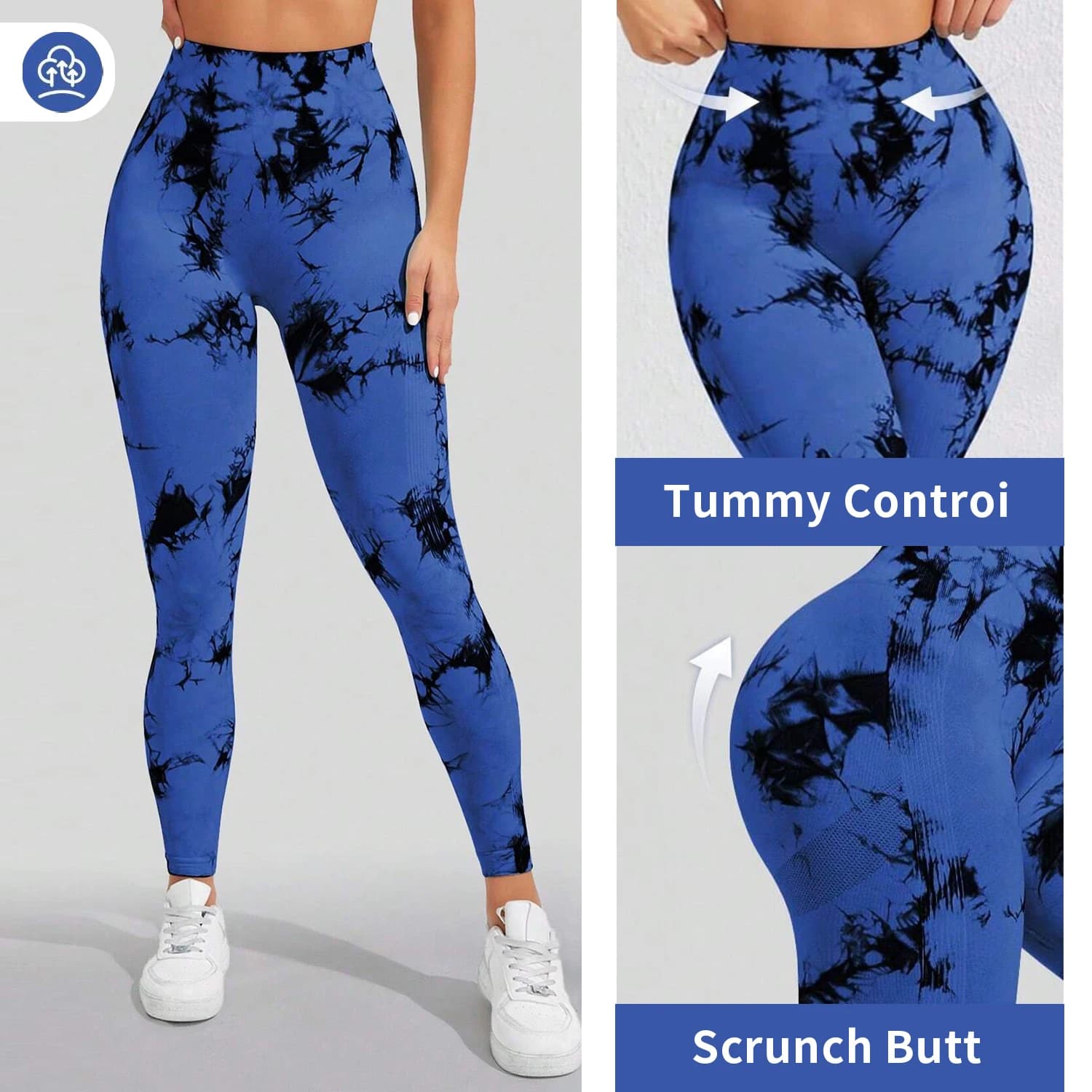 Women's High Waisted Butt Lifting Tie-Dye Yoga pants - Stretchy Tummy Control Gym Running Pilates & Summer Athletic Casual Wear