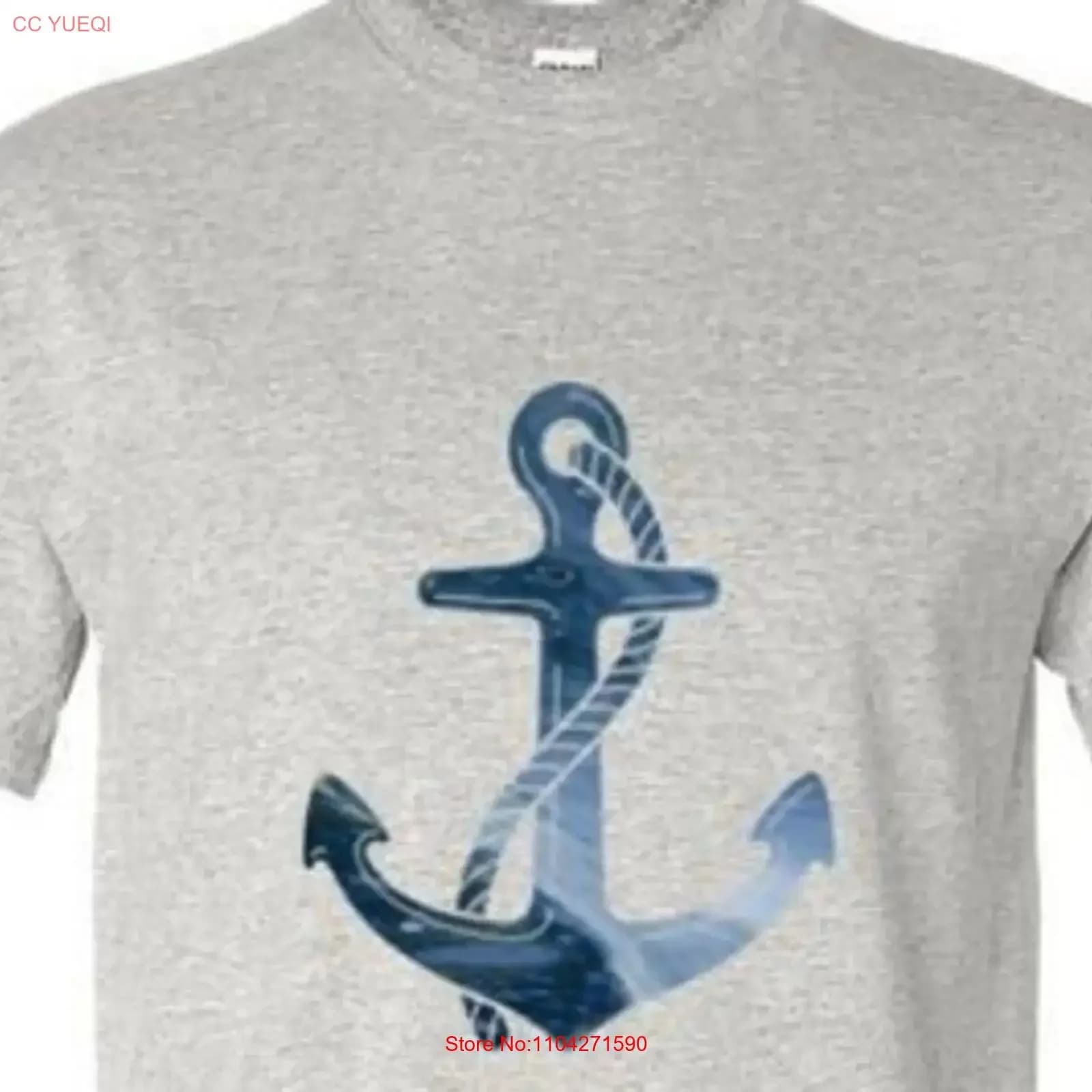 T-shirt BLUE BOAT ANCHOR per adulti, vintage, effetto lavato, streetwear, elasticizzata, morbida, casual, abbigliamento di design, grafica versatile