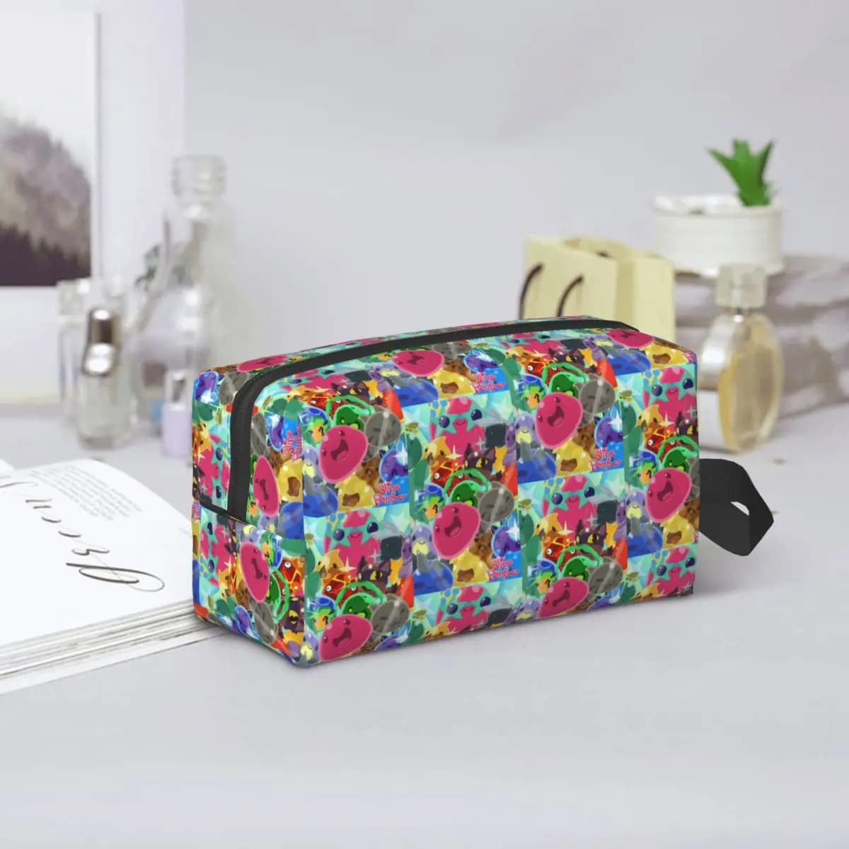 Slime Rancher Cartoon Game Anime Cute Makeup Bag Cosmetic Organizer Storage Dopp Kit Toiletry Cosmetic Bag for Women Beauty