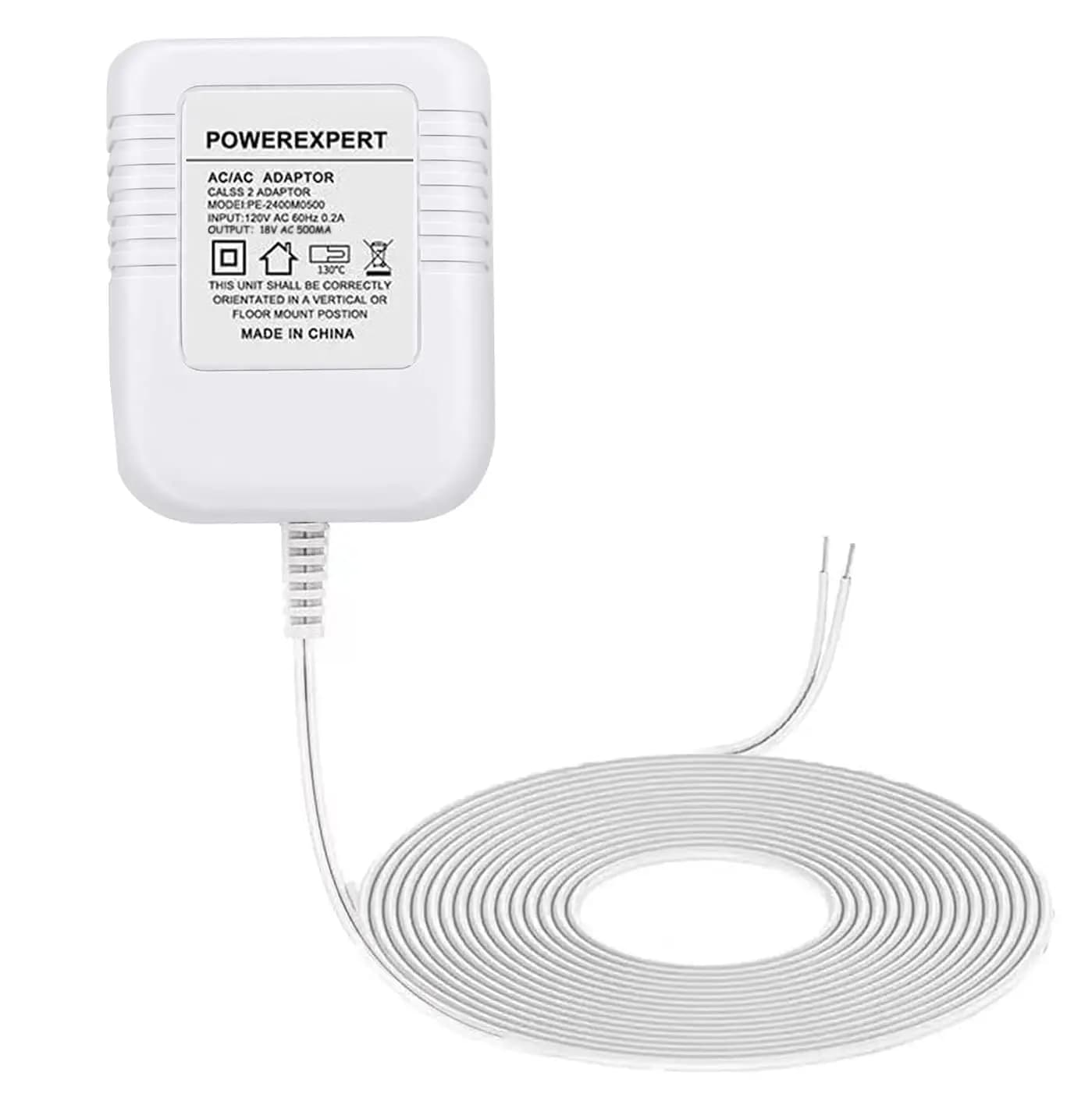Adattatore di alimentazione 18V 500mA per videocitofoni, compatibile con Nest, Ring, Zmodo e altri, cavo lungo