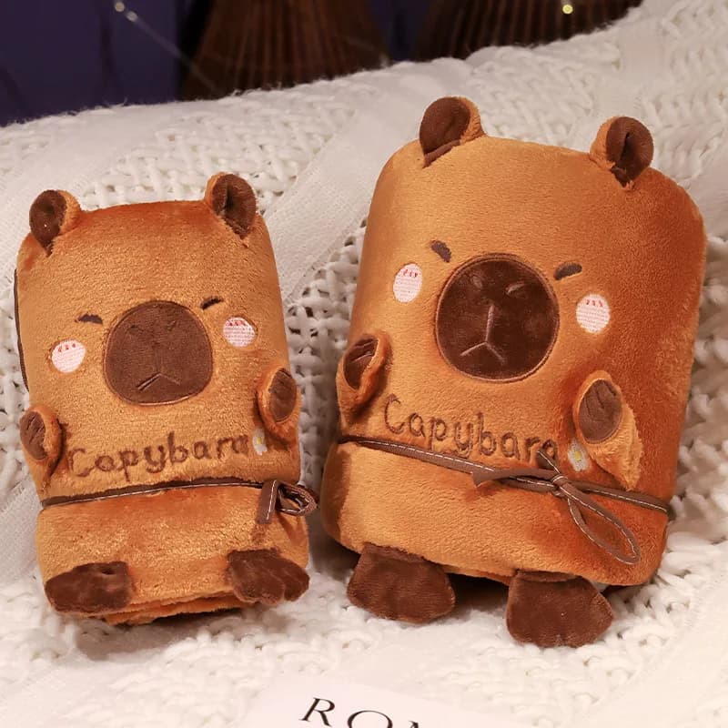 2Sizes Capybara Flannel Blanket Capybara Plush Casual Warm Roll Blanket Throw Blanket Bedroom Office Bedding Supplies Gift Kids