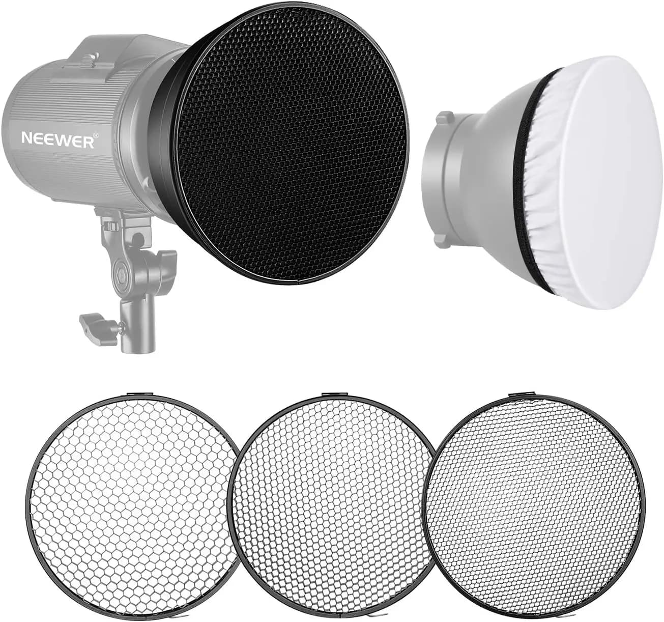 7 Inch Soft Diffuser with Honeycomb Grid for Studio Flash Monolight with Bowens Attack