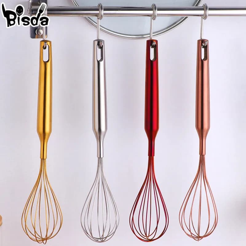 Agitatore per uova in acciaio inossidabile Frullino per farina dorata Utensili da cucina di aggiornamento Frusta a mano Miscelatore per uova Strumento di cottura multifunzione