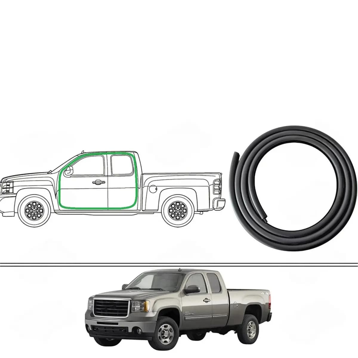 B09A 22766409 Front Door Weatherstrip Seal for Cadillac Escalade ESV Chevrolet GMC Yukon 2007-2014 22766410 Door Frame Seal