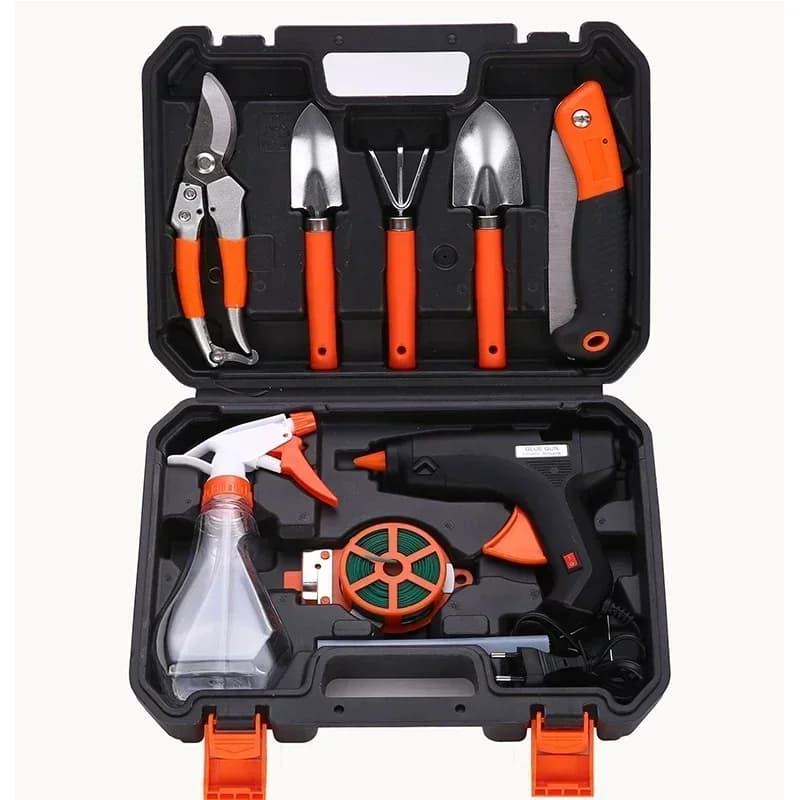 Nuovo hardware Cassetta degli attrezzi Attrezzi da giardinaggio da giardino Set combinato Set di pistole per colla per riscaldamento elettrico Attrezzi da giardinaggio da giardino