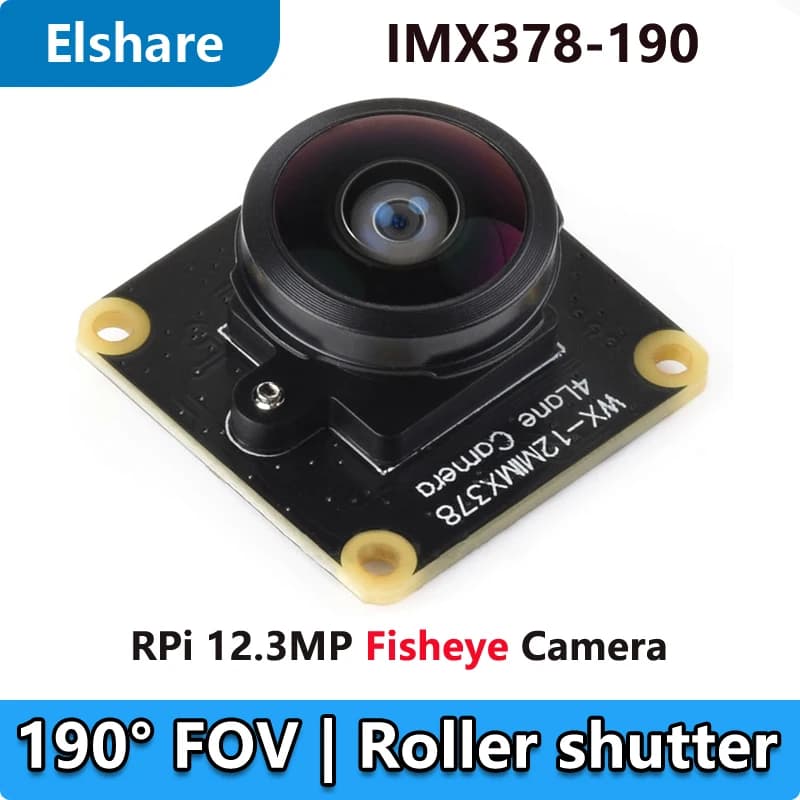 Raspberry Pi Fisheye Camera IMX378 12.3MP 190° Wide Angle Roller shutter 190° FOV, Rolling Shutter