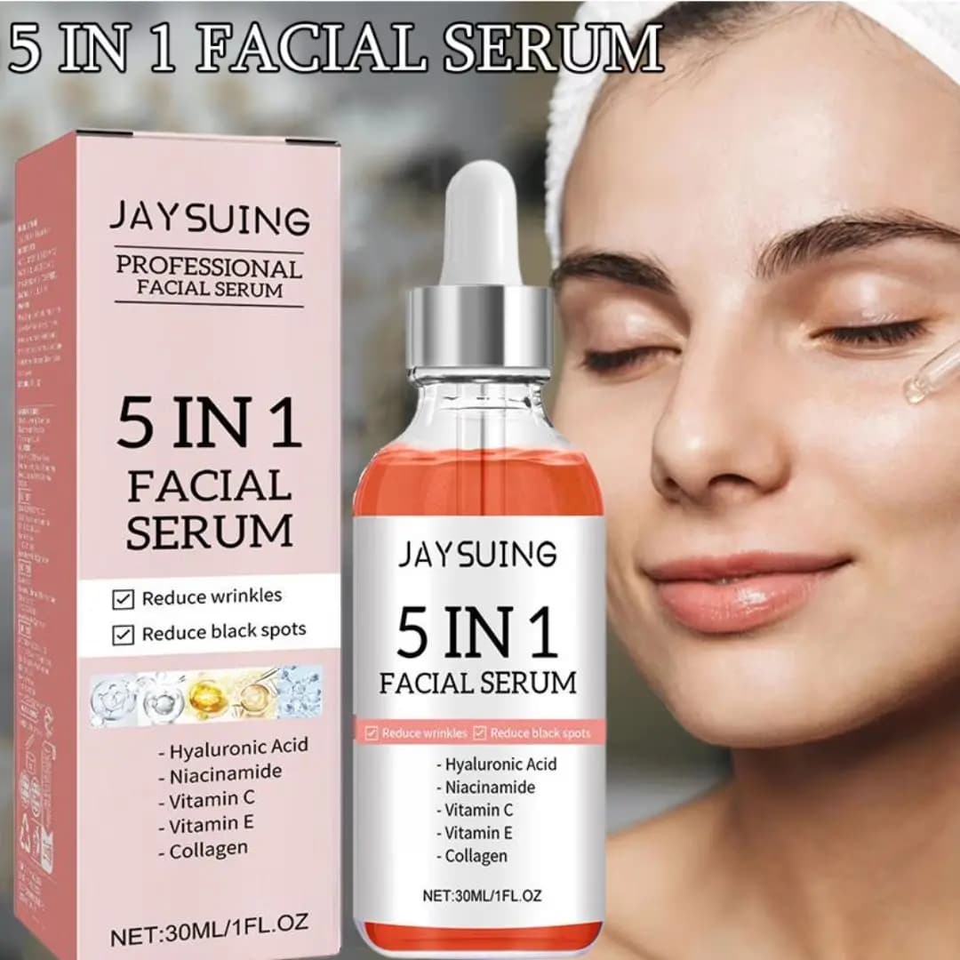 Face Essence 5 In 1 anti-aging whitening face serum with anti-wrinkle hyaluronic acid reduces serum pores for skin care to vitamin C
