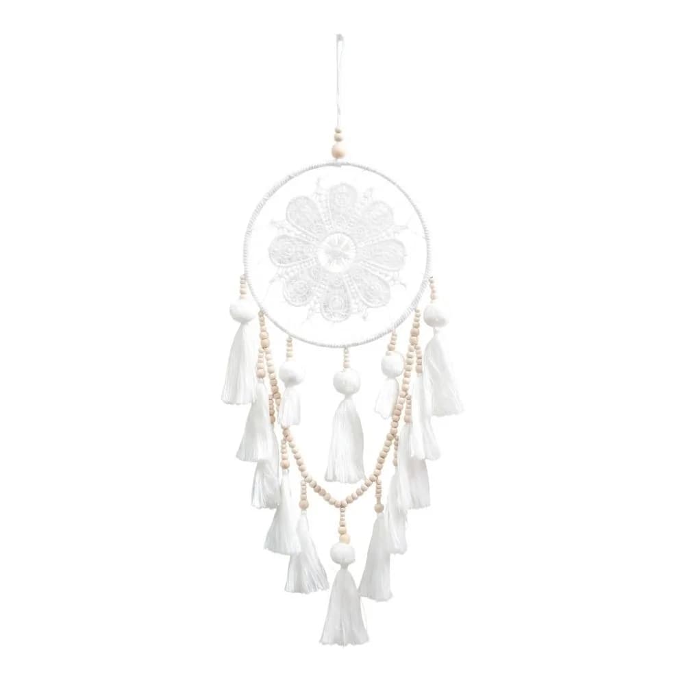 Bohemian Style 25.6inch Macrame Dream Catcher Tassels White Dream Catcher Macrame Wooden Beads Tassel Decor Home Decor