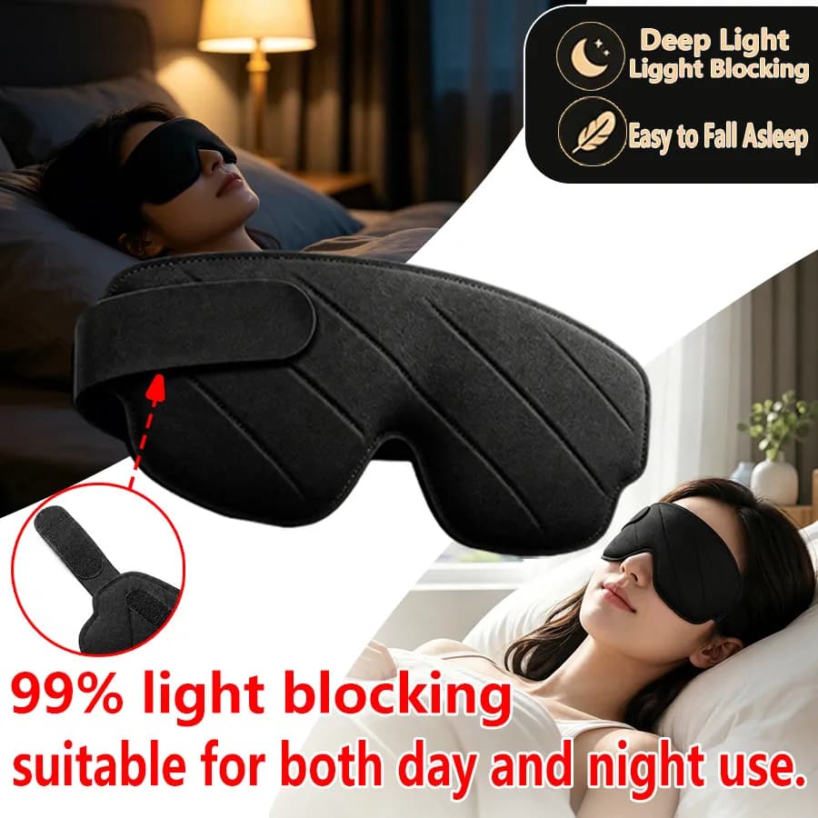 3/1pcs 3D Contoured Sleep Mask Memory rebound No Trace Light Blocking Eyemask Adjustable Velcro straps Zero Pressure Breathable