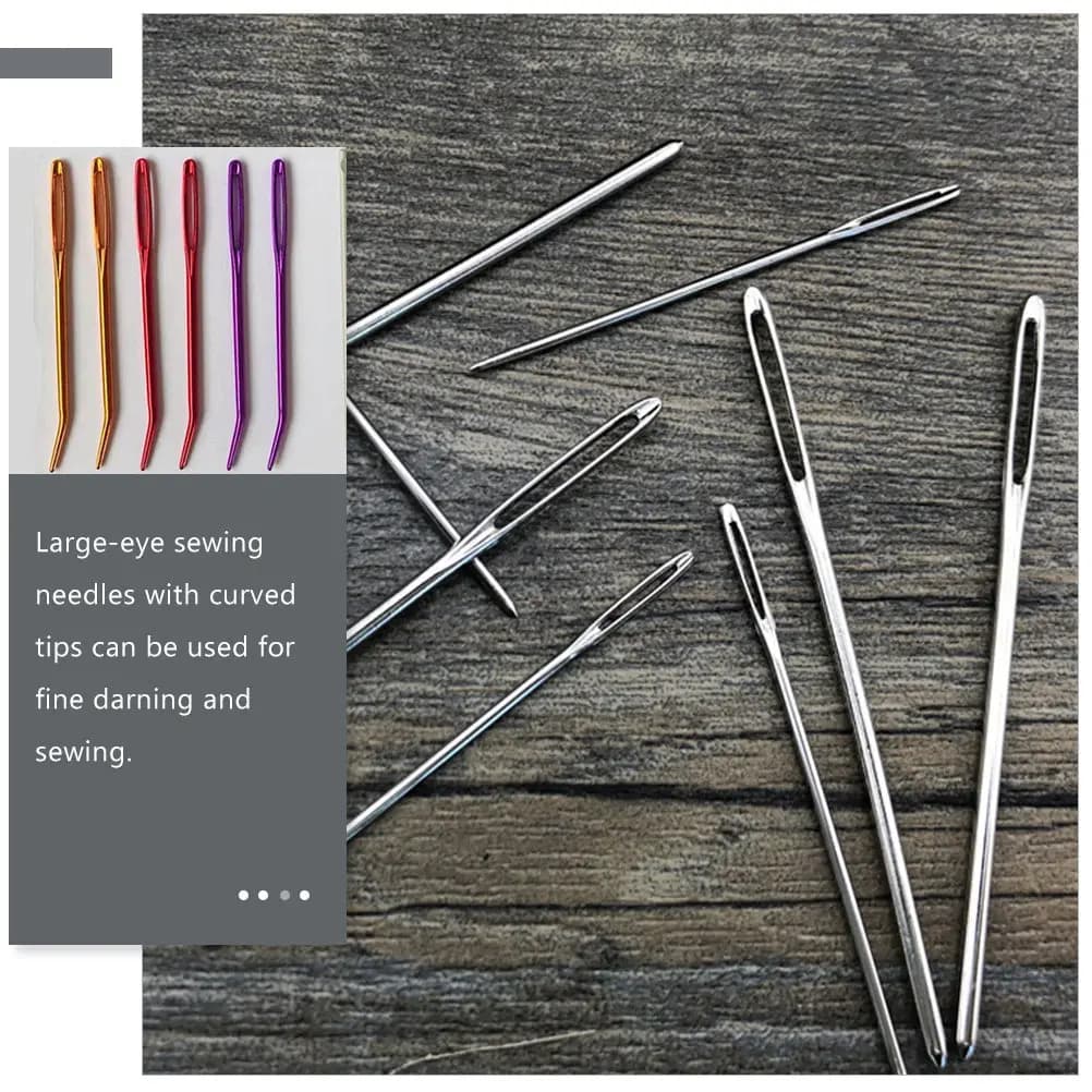 Set di 1 Ago da Cucito a Occhio Largo, Aghi Piegati, Kit di Strumenti per Cucito a Mano, per Lavorazione a Maglia, Riparazioni Fai-da-Te, Forniture Artigianali