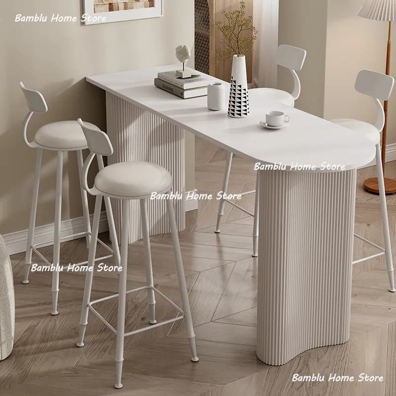 Tavoli da Bar a Parete Stile Crema, Design Semplice con Gambe Alte, Arredamento Domestico con Senso del Design, Mesa De Jantar YS40CC
