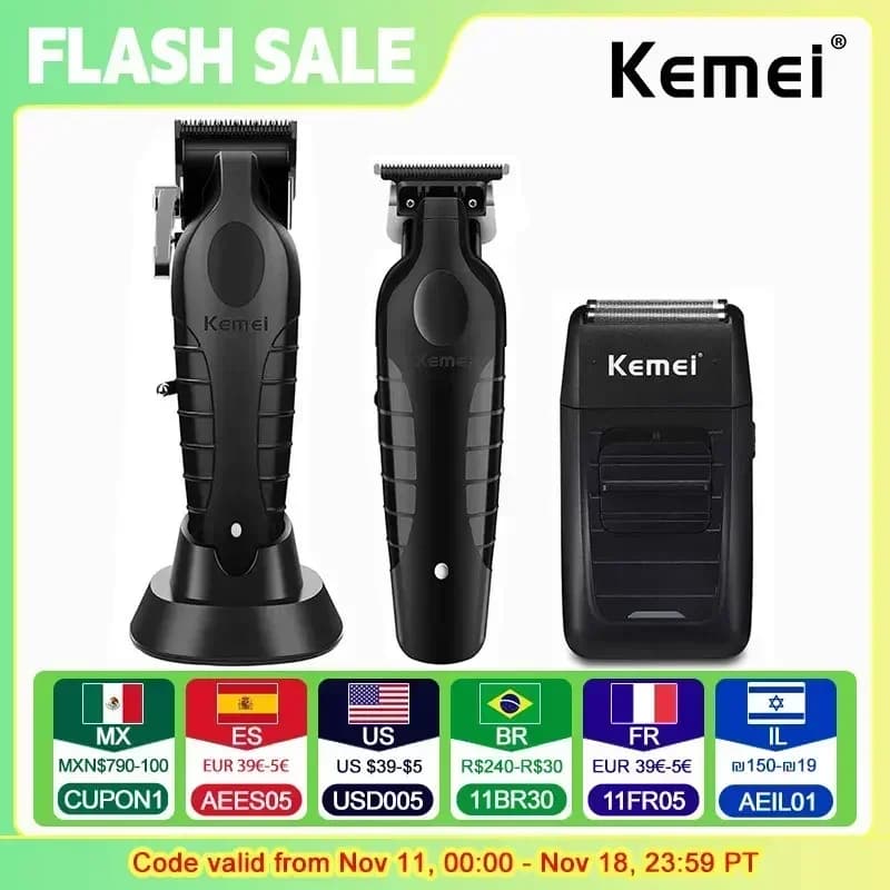 Kemei KM-2299 KM-2290 KM-1102 Professional Haircutting Kit Electric Shaver Machine for Cutting Male Hair Trimmer Battery Male