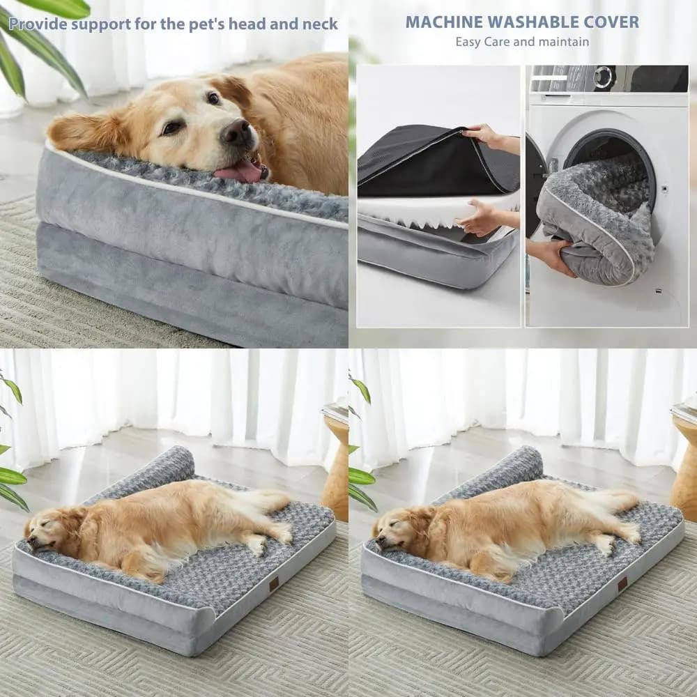 Extra large dog bed - Style waterproof sofa with removable cover, non-slip base, grey
